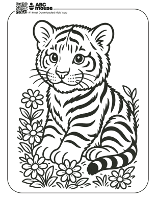 Free printable realistic tiger coloring page for kids from ABCmouse.com. 