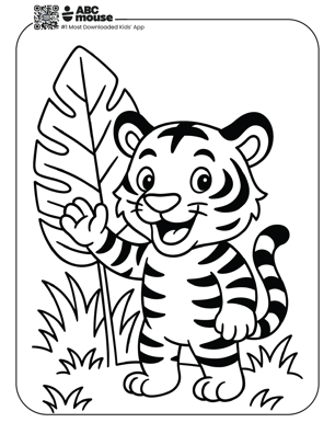 Free printable tiger coloring page for kids from ABCmouse.com. 