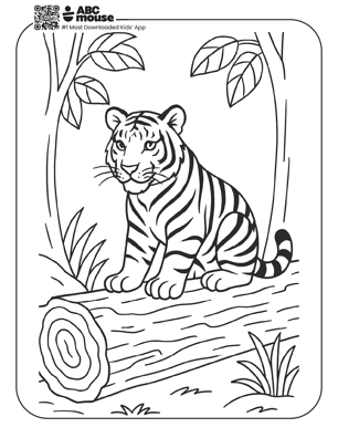 Free printable realistic tiger coloring page for kids from ABCmouse.com. 
