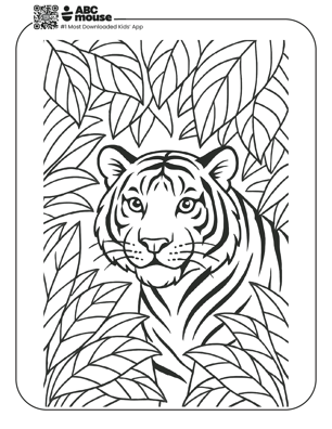 Free printable realistic tiger coloring page for kids from ABCmouse.com. 