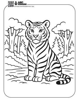 Free printable realistic tiger coloring page for kids from ABCmouse.com. 