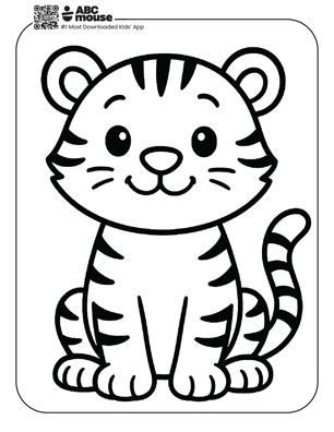 Free printable tiger coloring page for kids from ABCmouse.com. 