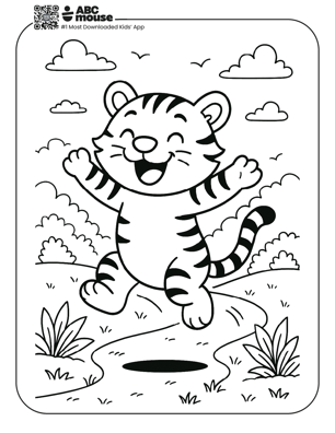 Free printable tiger coloring page for kids from ABCmouse.com. 