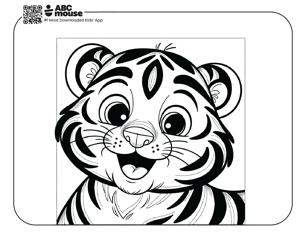 Free printable tiger face coloring page for kids from ABCmouse.com. 