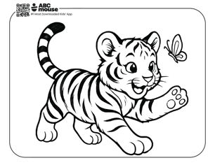 Free printable tiger coloring page for kids from ABCmouse.com. 