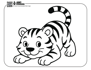 Free printable tiger coloring page for kids from ABCmouse.com. 