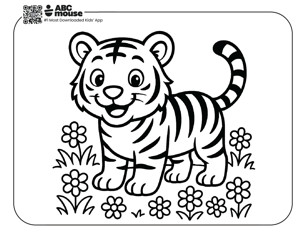 Free printable tiger coloring page for kids from ABCmouse.com. 