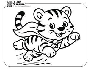 Free printable tiger coloring page for kids from ABCmouse.com. 