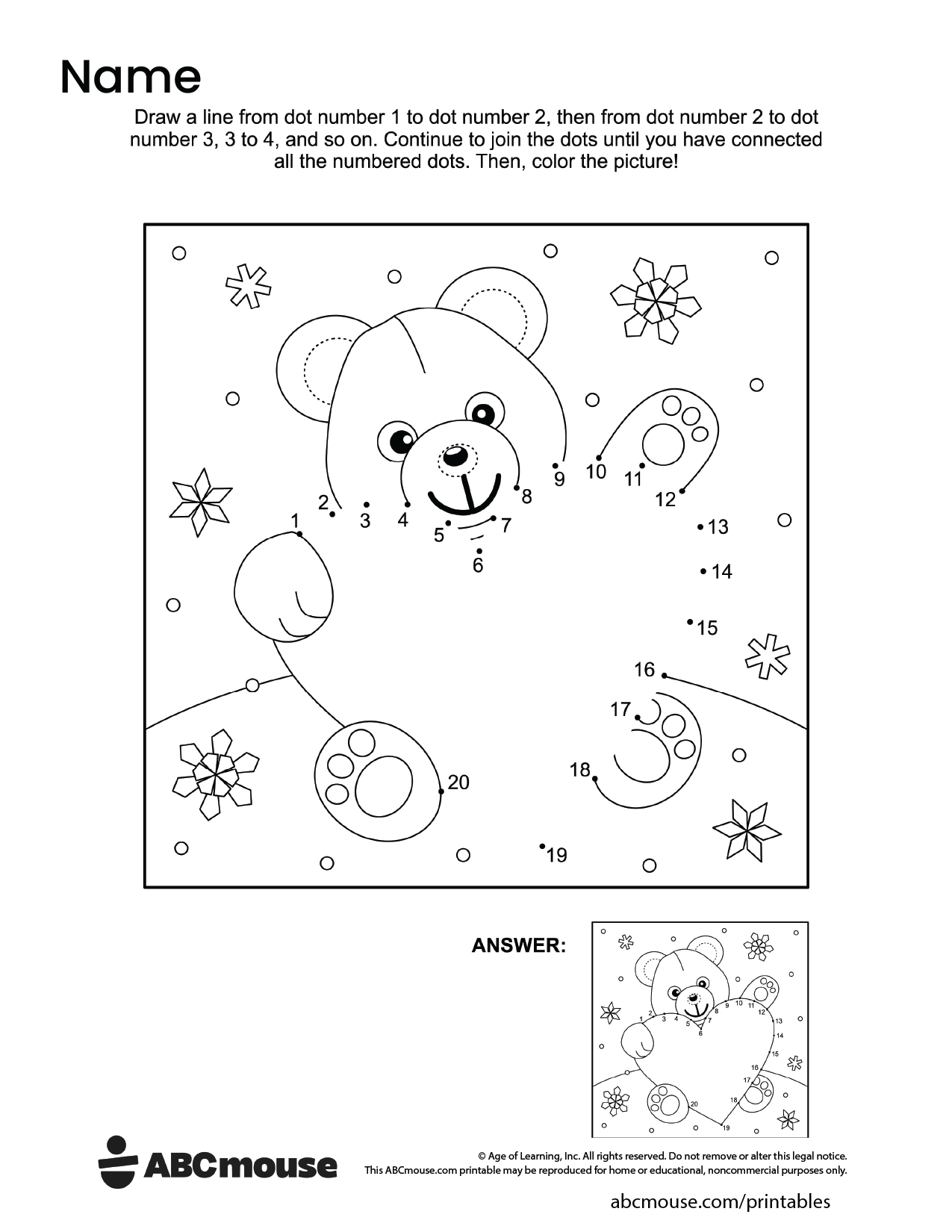Free printable Valentine's day dot to dot worksheet for kids from ABCmouse.com.