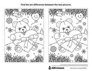 Free printable Valentine's day spot the difference worksheet for kids from ABCmouse.com.