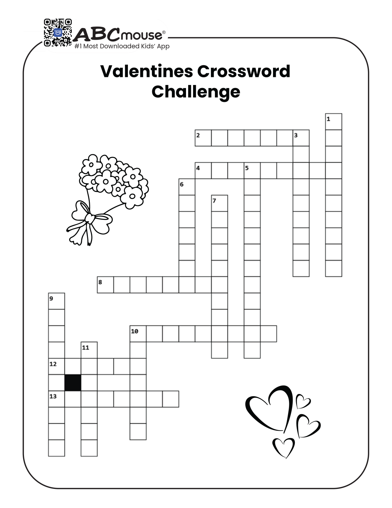 Free printable Valentine's Day crossword puzzles for kids from ABCmouse.com.