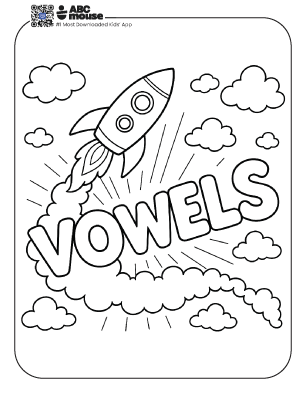 Free printable vowel rocket coloring pages for kids from ABCmouse.com.