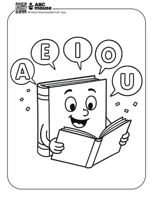 Free printable vowel book coloring pages for kids from ABCmouse.com.