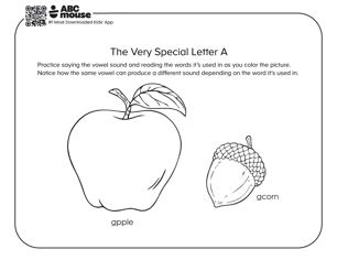 Free printable very special letter a vowels coloring pages for kids from ABCmouse.com.