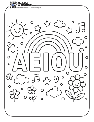 Free printable vowel rainbow coloring pages for kids from ABCmouse.com.