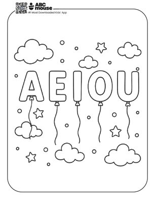 Free printable vowel balloons coloring pages for kids from ABCmouse.com.