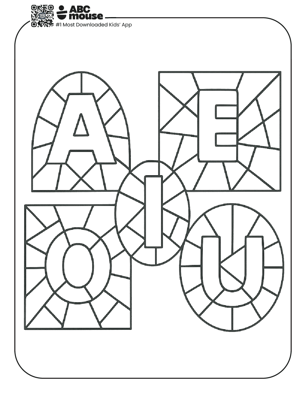Free printable vowel stain glass coloring pages for kids from ABCmouse.com.