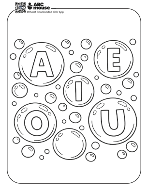 Free printable vowel bubbles coloring pages for kids from ABCmouse.com.