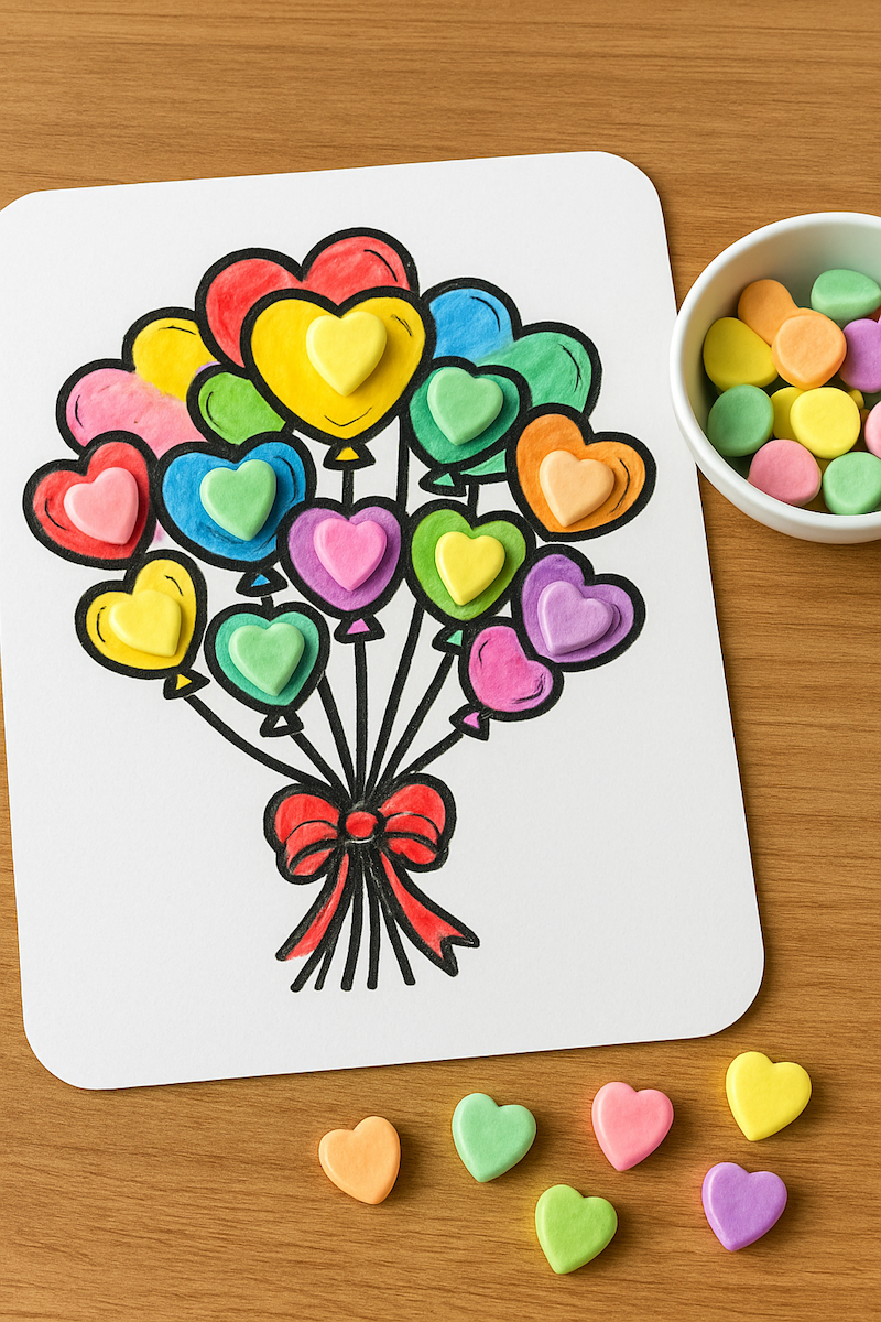 Fun matching candy heart Valentine's day activity/craft for kids from ABCmouse.com.