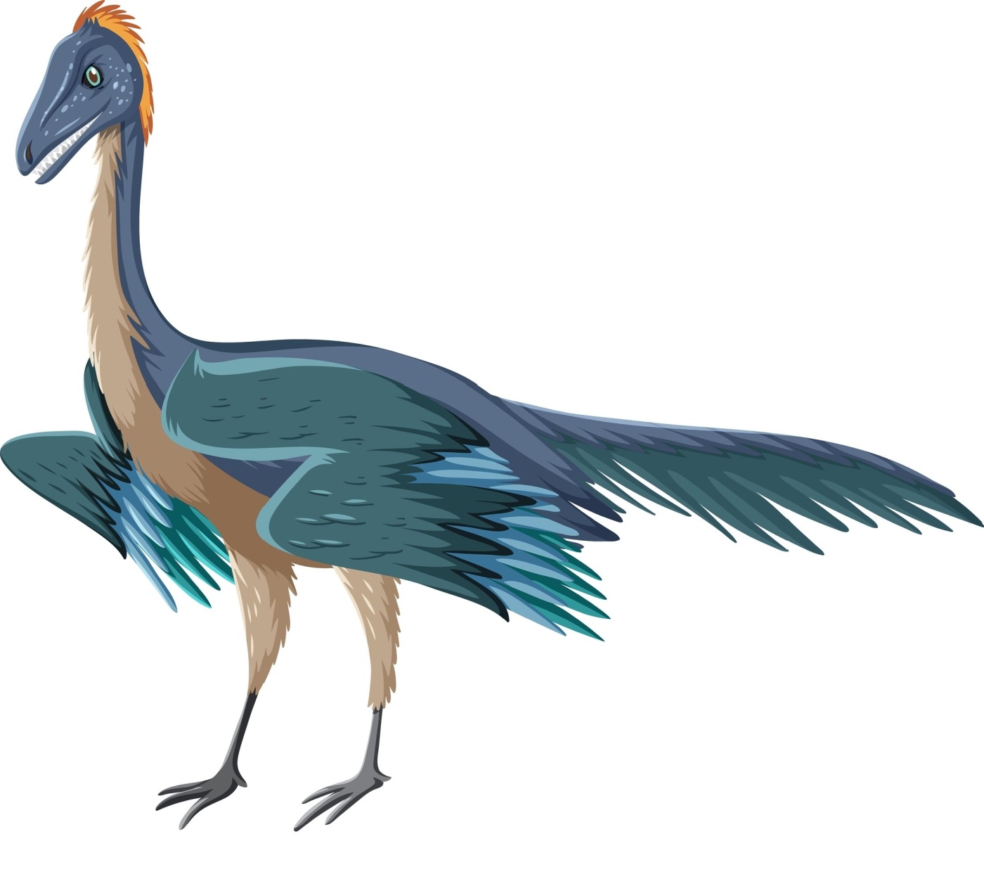 Fun feathered dinosaur illustration.