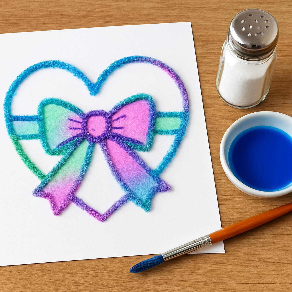 Free fun salt heart craft for kids Valentines day craft from ABCmouse.com.