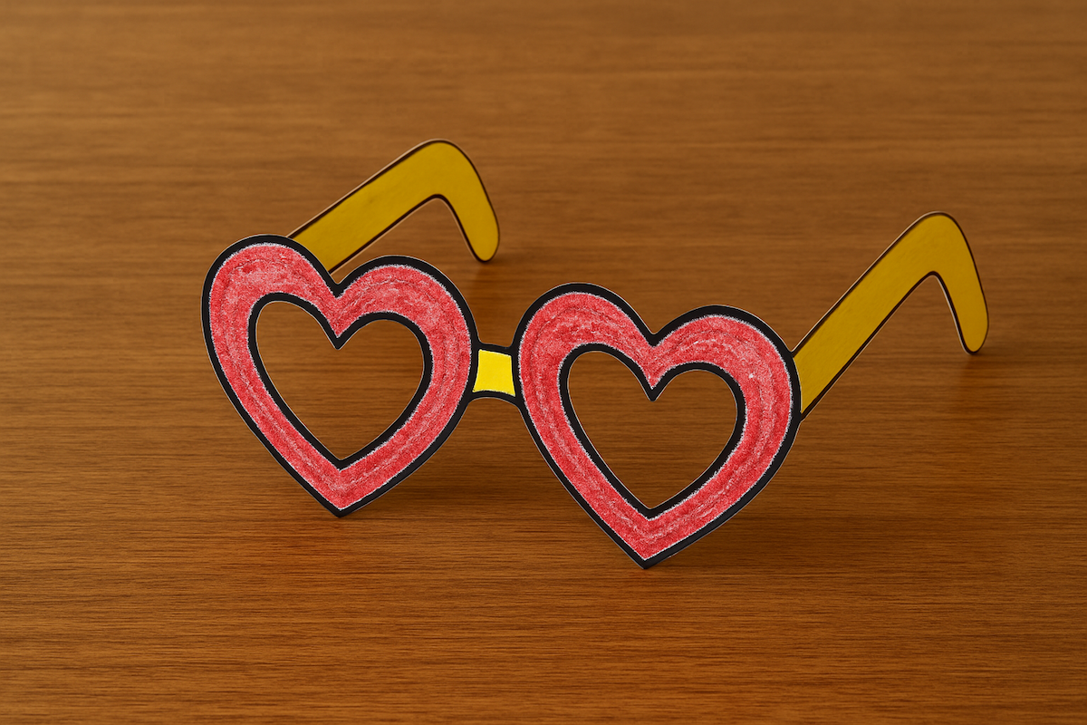 Free printable hear shaped sunglasses for kids from ABCmouse..com.