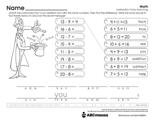 Free printable 1st grade addition and subtraction pdf worksheet for kids from ABCmouse.com.