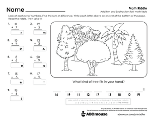 Free printable 1st grade addition and subtraction pdf worksheet for kids from ABCmouse.com.