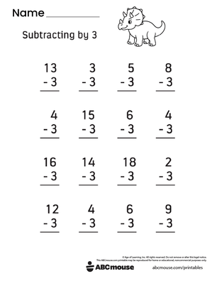 Free printable 1st grade Subtraction pdf worksheet for kids from ABCmouse.com.