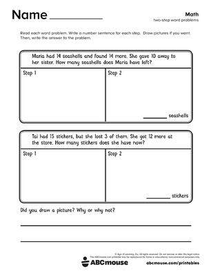 Free printable 2nd grade math story problem from ABCmouse.com.