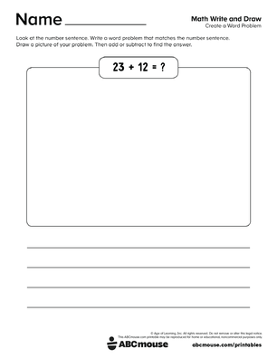 Free printable 2nd grade math story problem from ABCmouse.com.