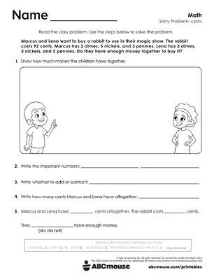 Free printable 2nd grade math story problem from ABCmouse.com.