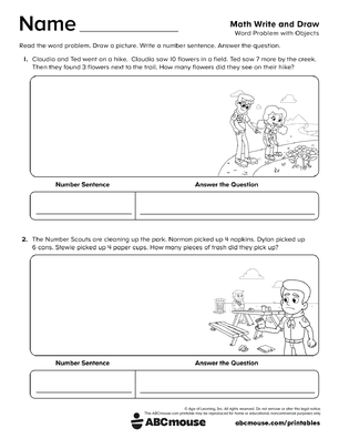 Free printable 2nd grade math story problem from ABCmouse.com.