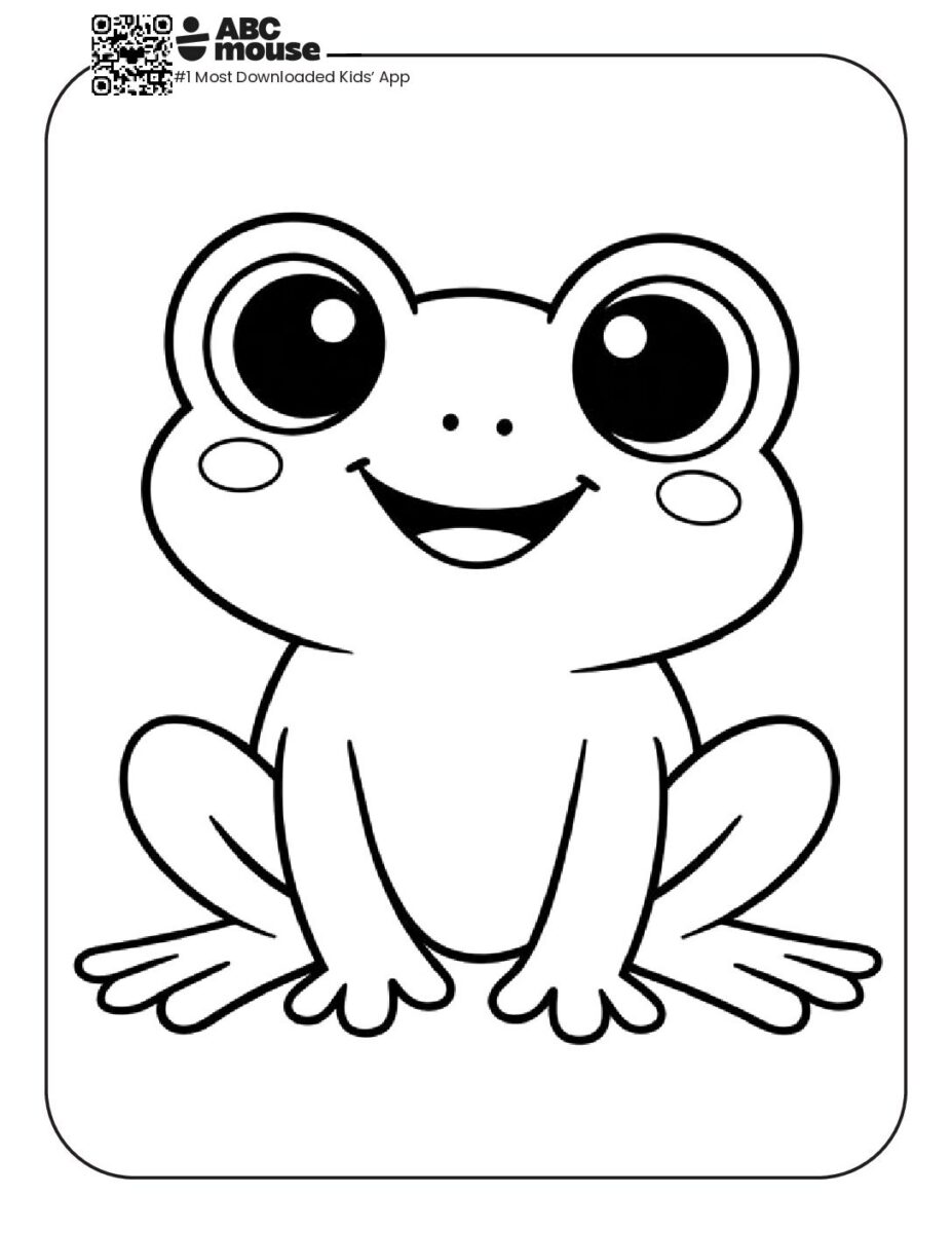 Cute Happy Frog Coloring Page | ABCmouse