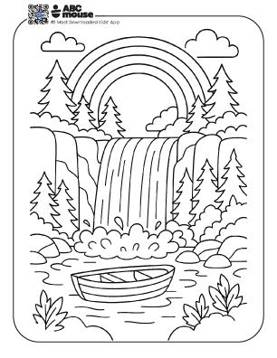 Free printable rainbow coloring page for kids from ABCmouse.com.
