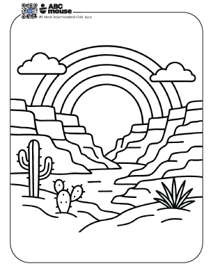 Free printable rainbow coloring page for kids from ABCmouse.com.
