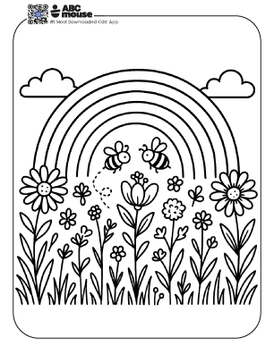 Free printable rainbow coloring page for kids from ABCmouse.com.