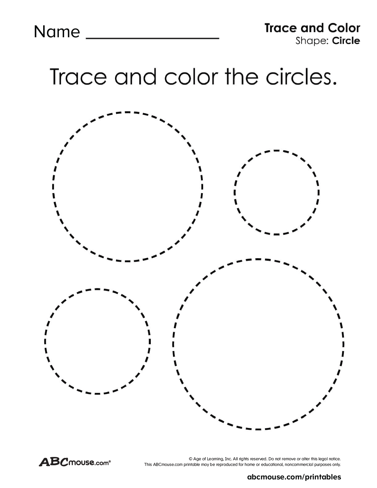 Free printable circle tracing coloring worksheets for kids from ABCmouse.com.