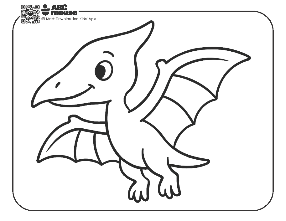 Free printable pterodactyl dinosaur coloring page for kids from ABCmouse.com.
