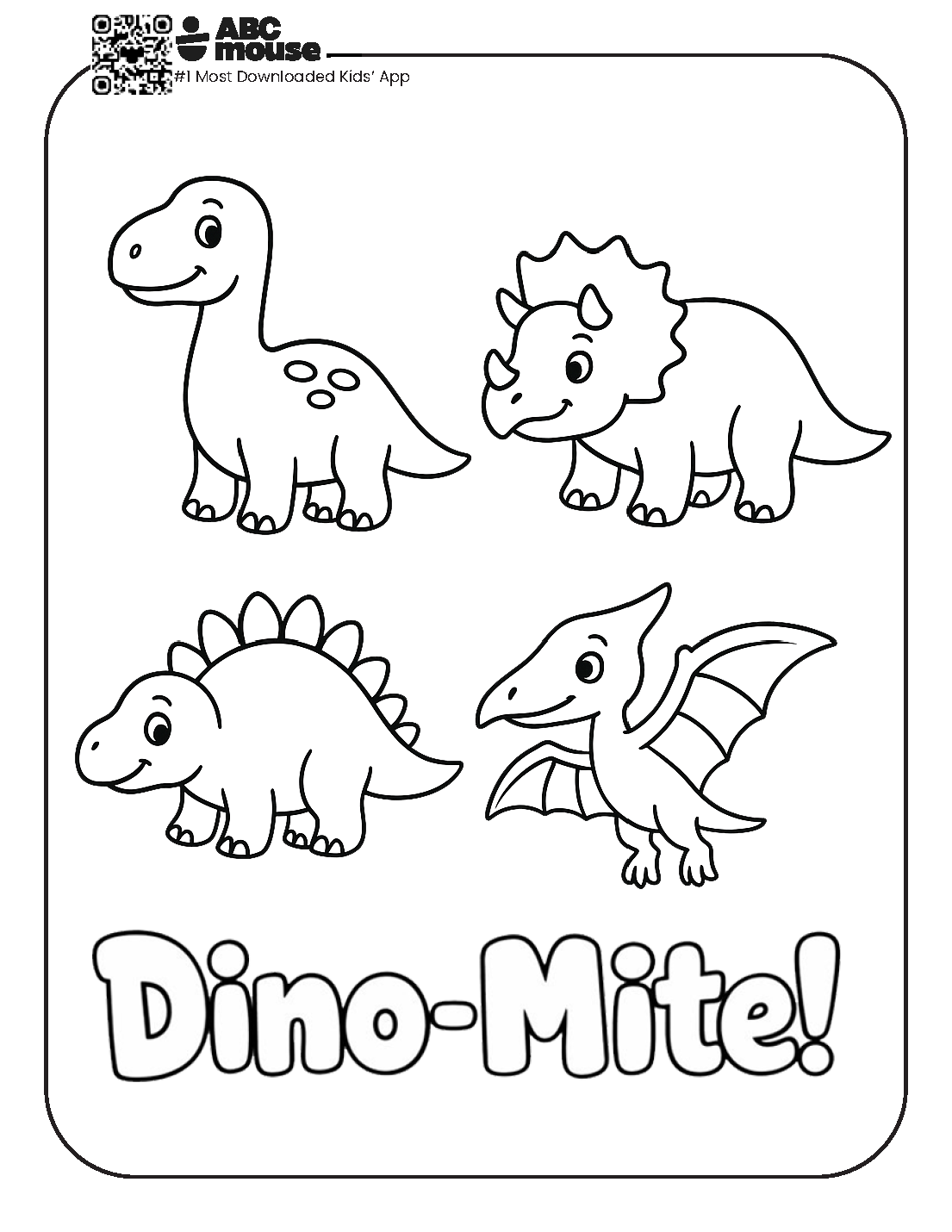 Free printable dinosaur dino-mite coloring page for kids from ABCmouse.com.
