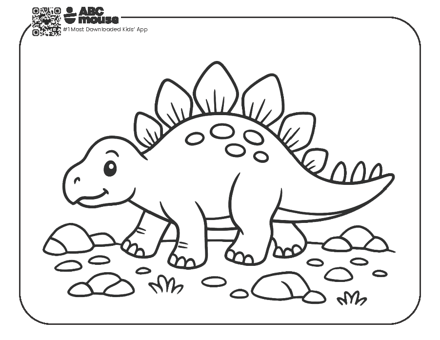 Free printable walking dinosaur coloring page for kids from ABCmouse.com.