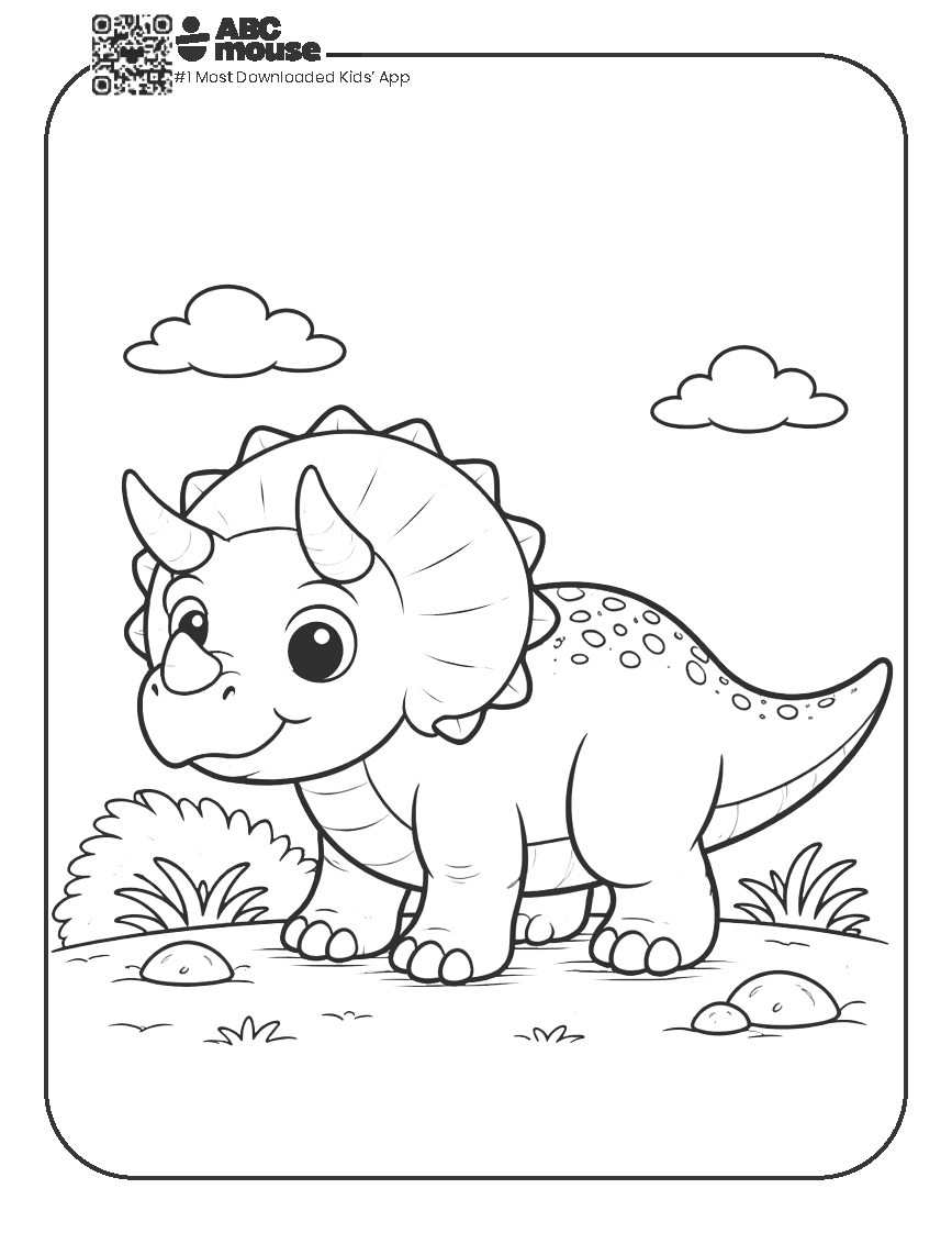 Free printable dinosaur triceratops coloring page for kids from ABCmouse.com.