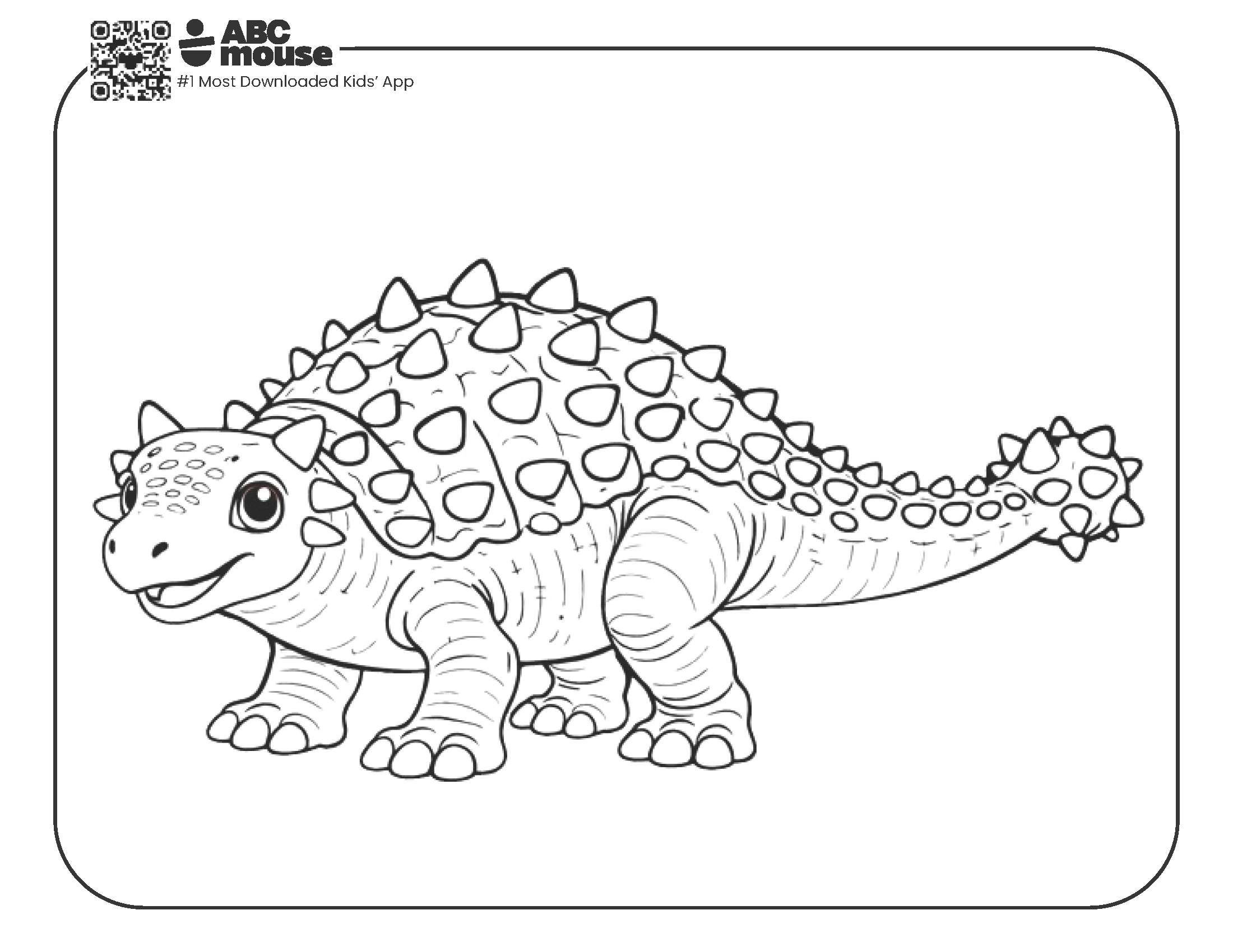 Free printable ankylosaurus dinosaur coloring page for kids from ABCmouse.com.