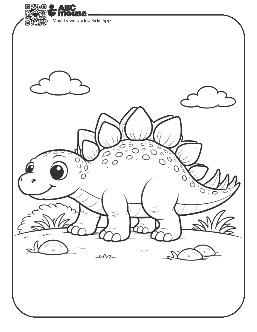 Free printable Stegosaurus Dinosaur Coloring Page for kids.
