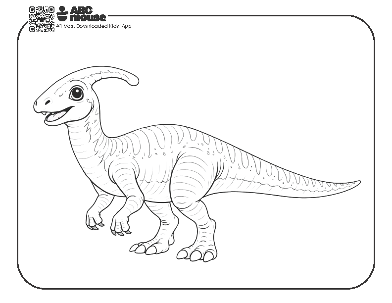 Free printable Parasaurolophus dinosaur coloring page for kids from ABCmouse.com.