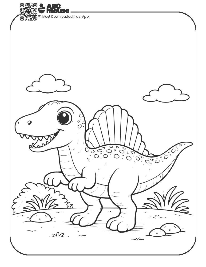 Free printable Spinosaurus coloring page for kids from ABCmouse.com.