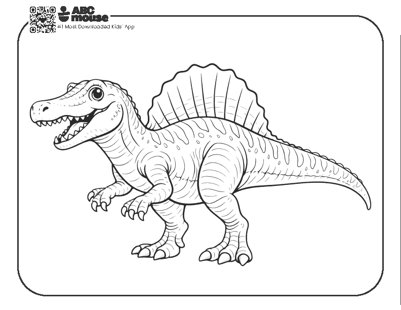 Free printable realistic looking Spinosaurus coloring page for kids from ABCmouse.com.
