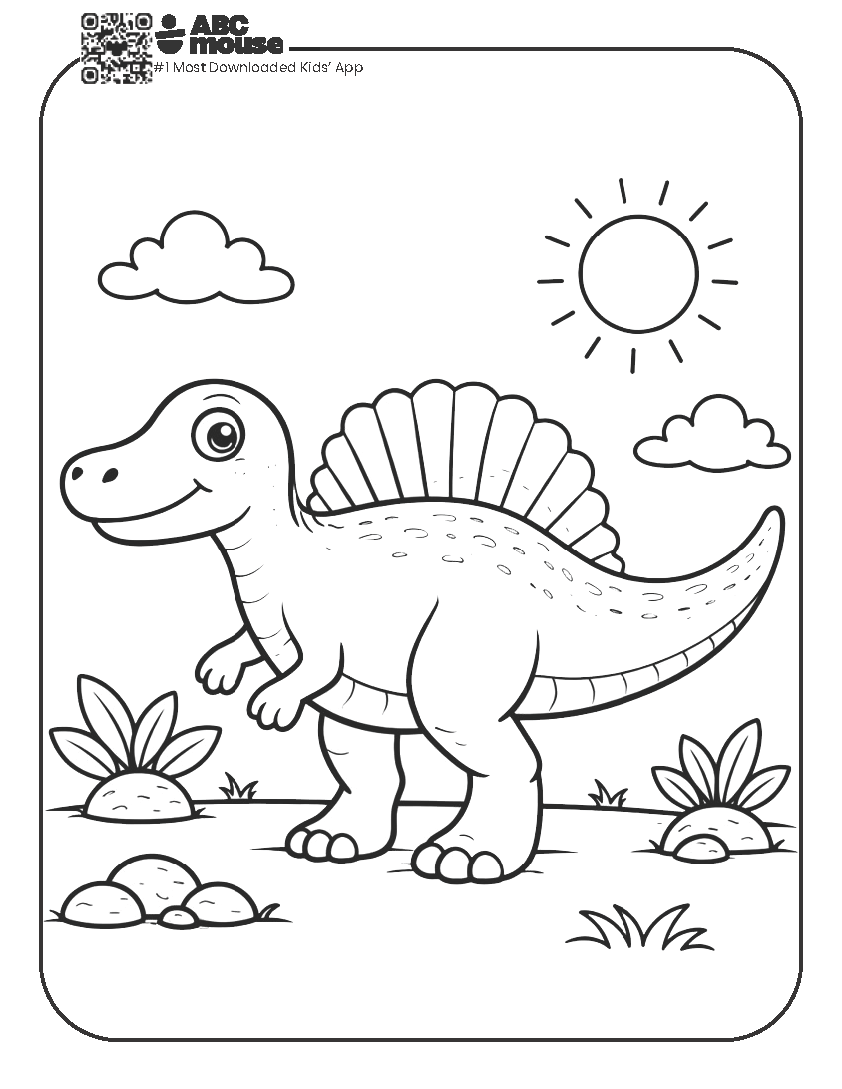 Free printable Spinosaurus coloring page for kids from ABCmouse.com.