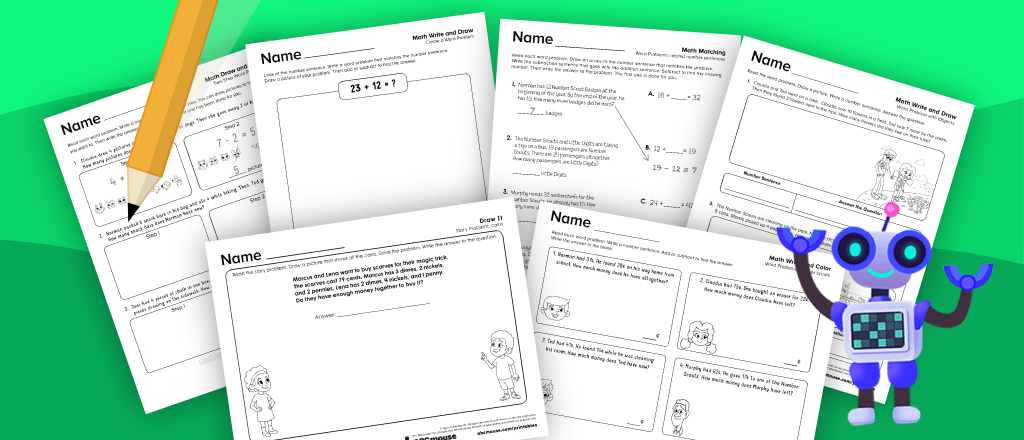 Free printable 2nd grade math word problems worksheets.