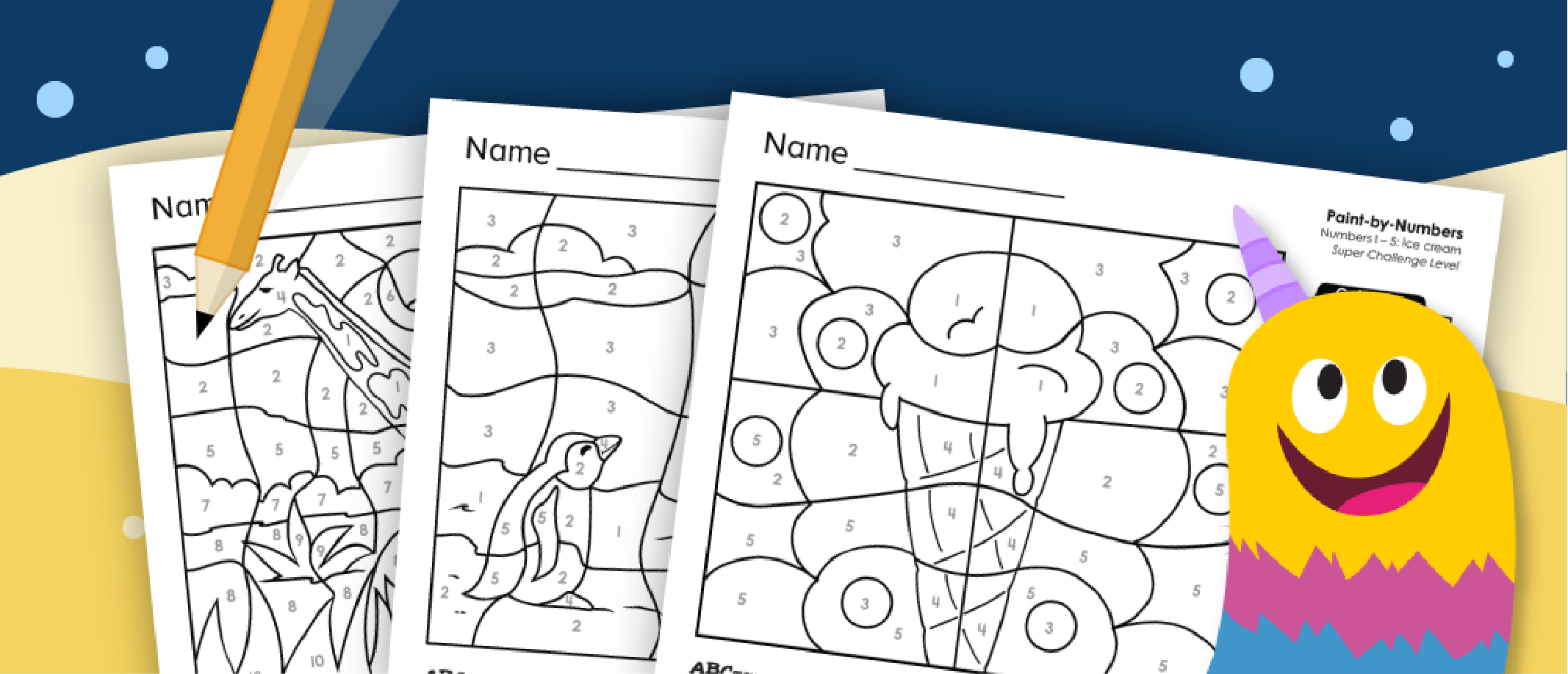 Free printable 1st grade color by number worksheets for kids from ABCmouse.com. 